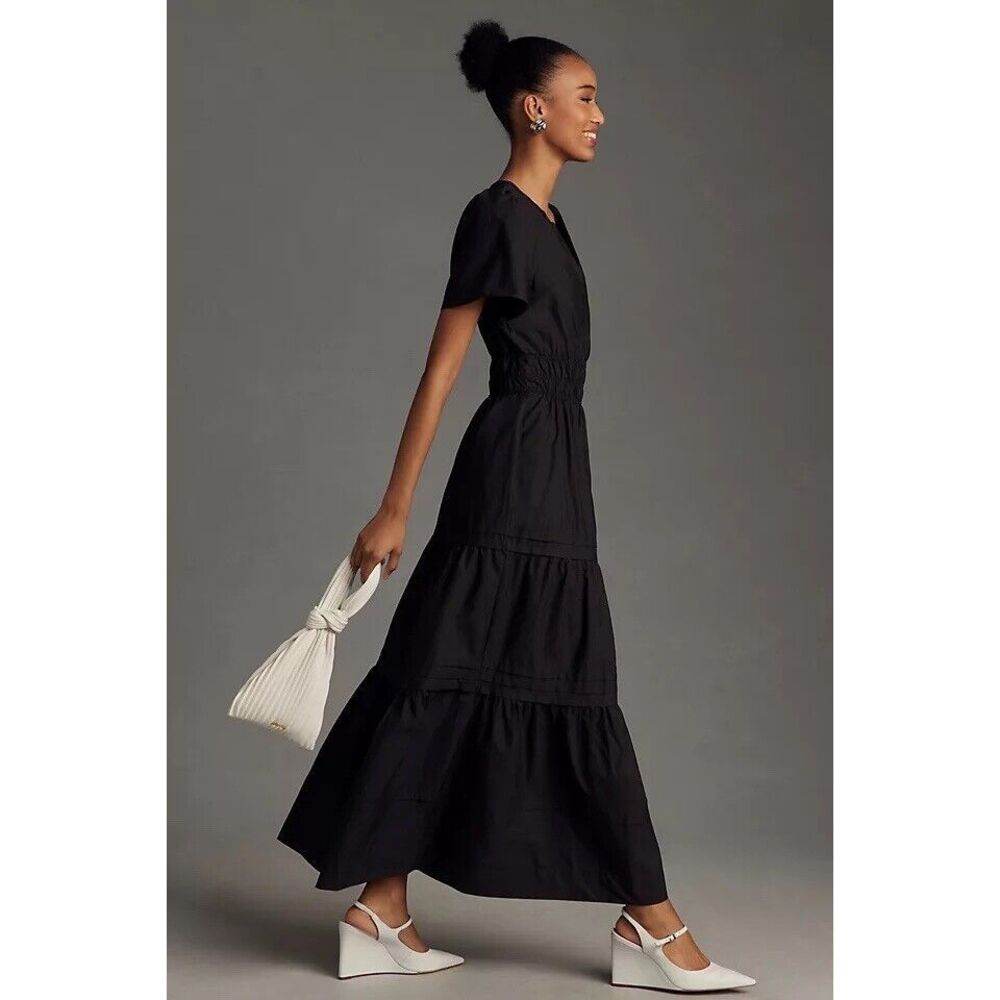 Anthropologie Black Tiered Maxi Dress - Picture 8 of 14